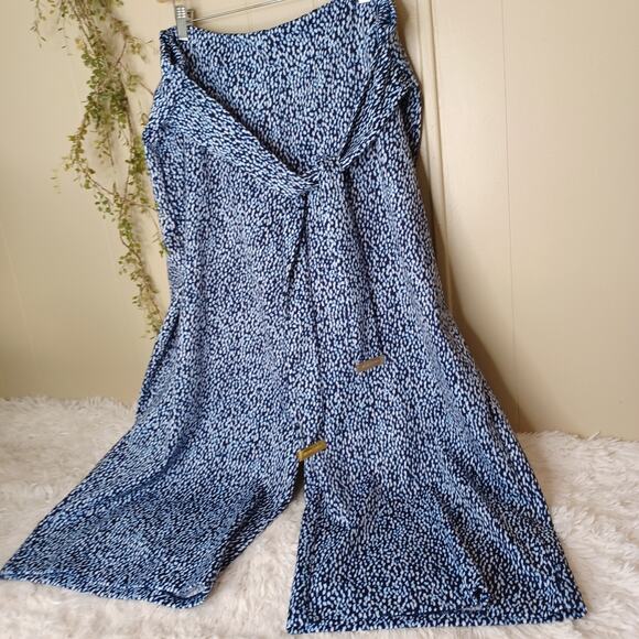 Michael Kors Women’s Wide Leg Cropped Dress Pants Navy with design-Sash belt 2X - Picture 1 of 11